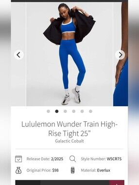 Lululemon Wunder Train  High-Rise Tight 25" Leggings  Cobalt Blue Sz 12